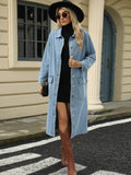 Pocketed Button Down Collared Neck Denim Jacket - Barbara Aleks