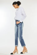 High Rise Cuffed Straight Jeans - Barbara Aleks