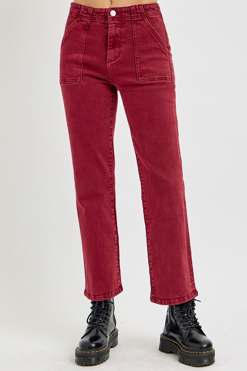 High Rise Straight Jeans with Patch Pockets - Barbara Aleks