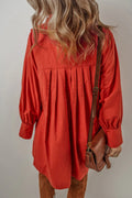 Pocketed Button Down Long Sleeve Shirt Dress - Barbara Aleks