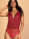 Sequin Surplice Bodysuit - Barbara Aleks