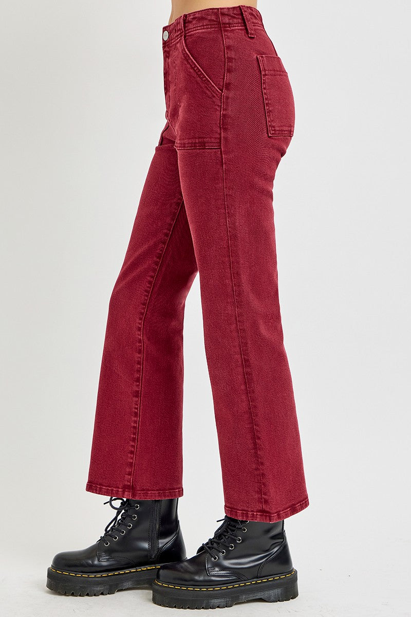 High Rise Straight Jeans with Patch Pockets - Barbara Aleks