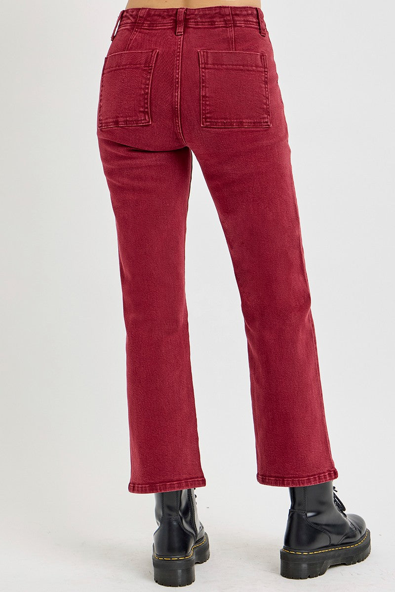 High Rise Straight Jeans with Patch Pockets - Barbara Aleks