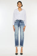 High Rise Cuffed Straight Jeans - Barbara Aleks
