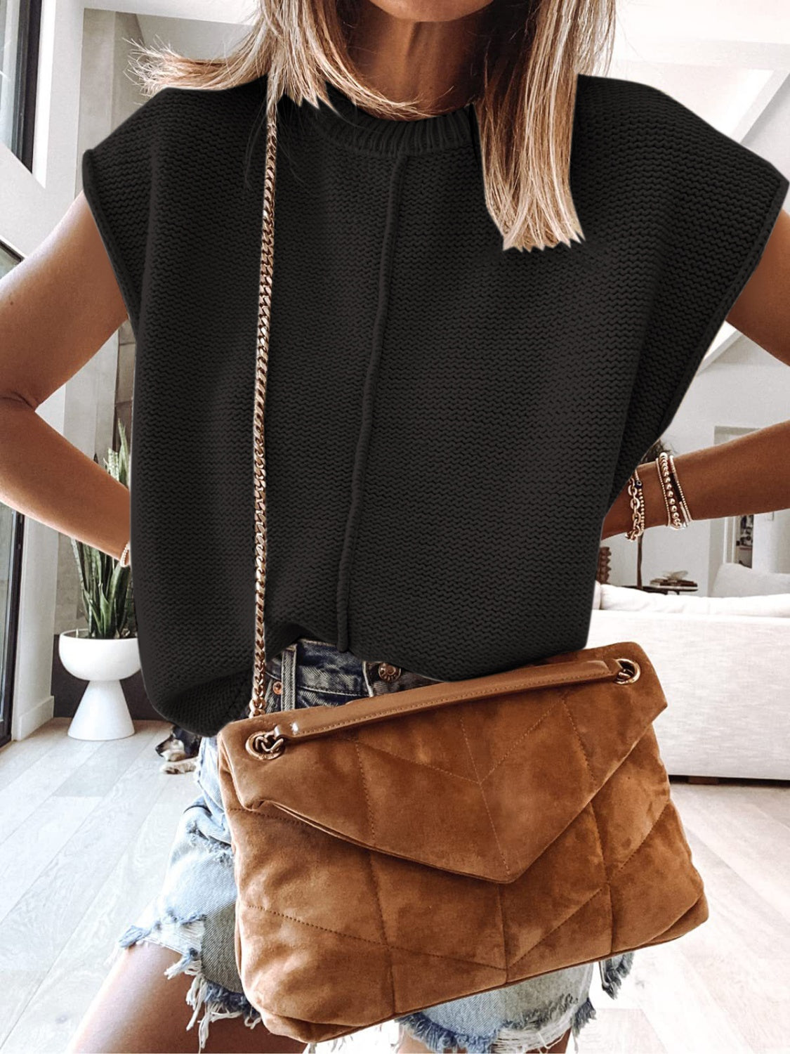 Cap Sleeve Sweater Vest - Barbara Aleks