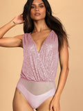 Sequin Surplice Bodysuit - Barbara Aleks
