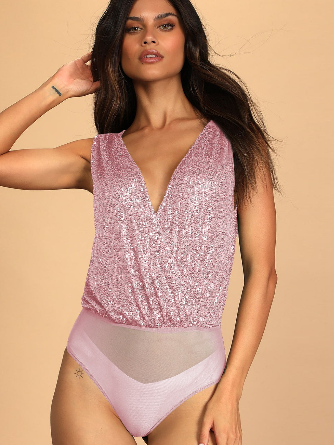 Sequin Surplice Bodysuit - Barbara Aleks