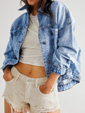 Pocketed Button Up Denim Jacket - Barbara Aleks