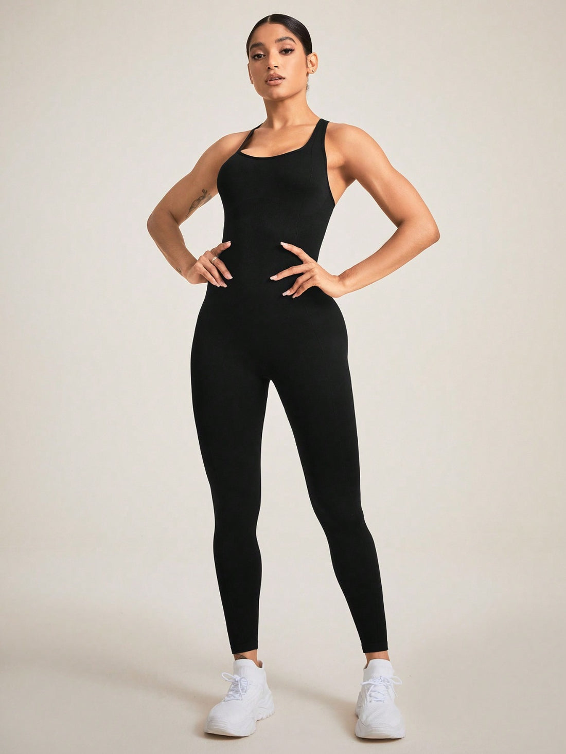 Crisscross Back Sleeveless Active Jumpsuit - Barbara Aleks