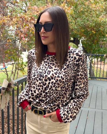 Leopard Print Long Sleeve Top - Barbara Aleks