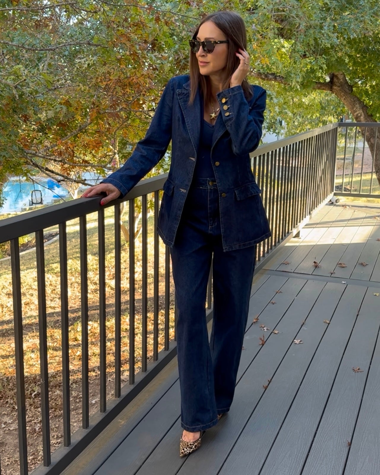 High-Waisted Wide-Leg Washed Jeans