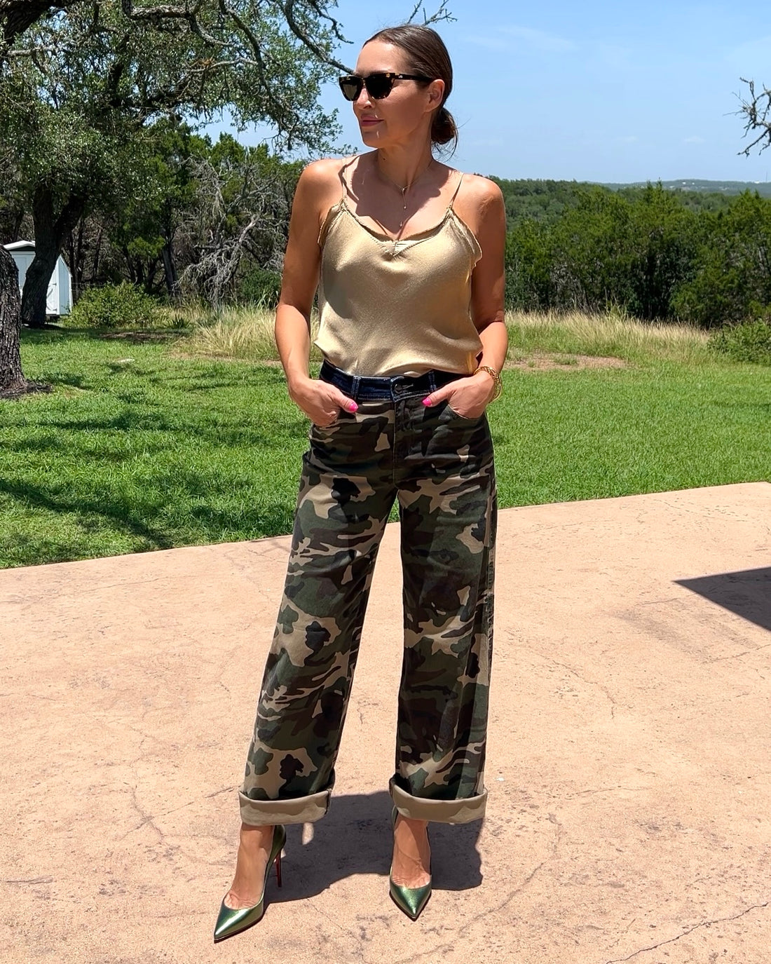 Camouflage Wide Leg Jeans - Barbara Aleks