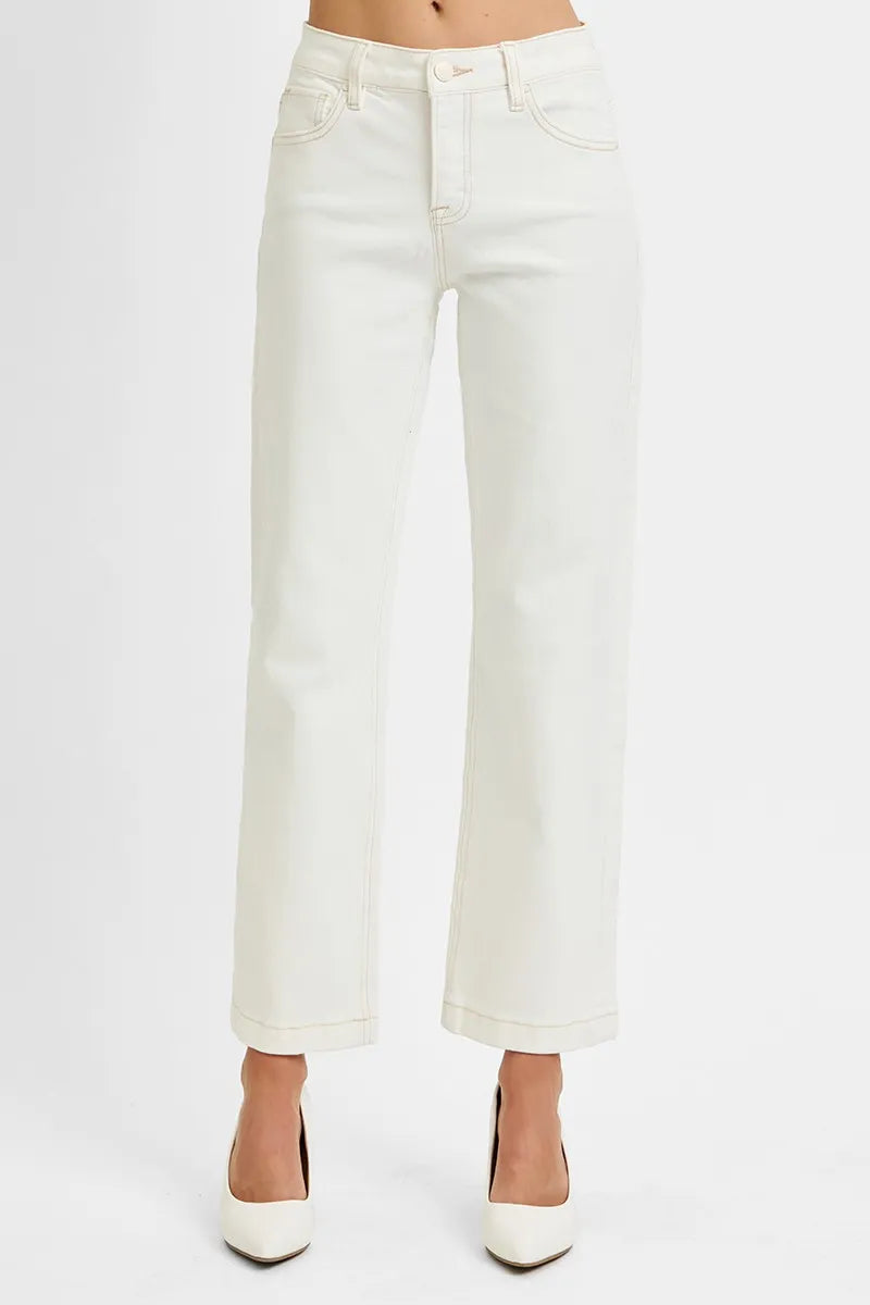 Mid Rise Ankle Straight Jeans - Barbara Aleks